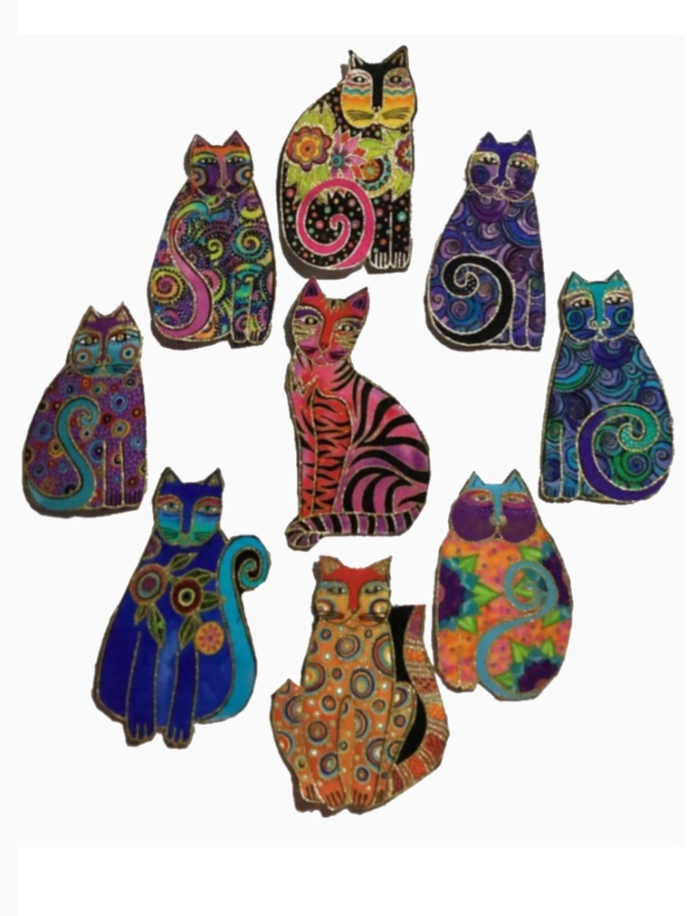 Laurel Burch Fantasticats Appliqués (9) Iron On Transfers - Patch, Appliques